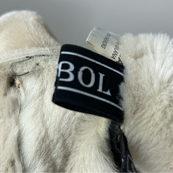 Shearling lightweight distressed women's western coat with fox fur trim Sz S - Picture 15 of 16